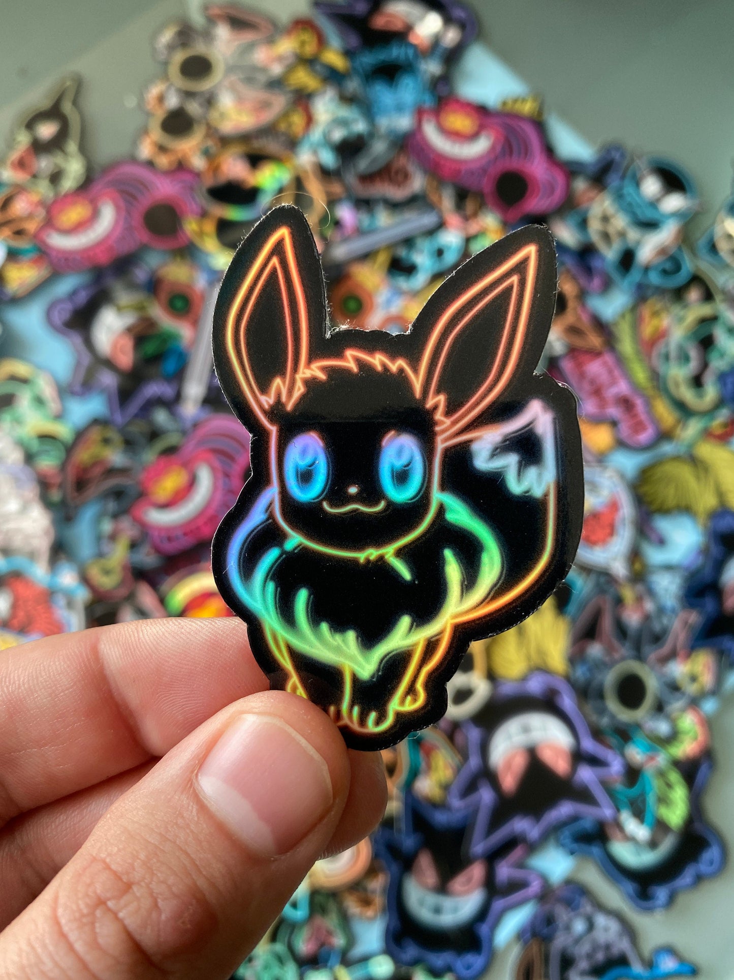 Neon Eevee Sitting | Pokemon Stickers