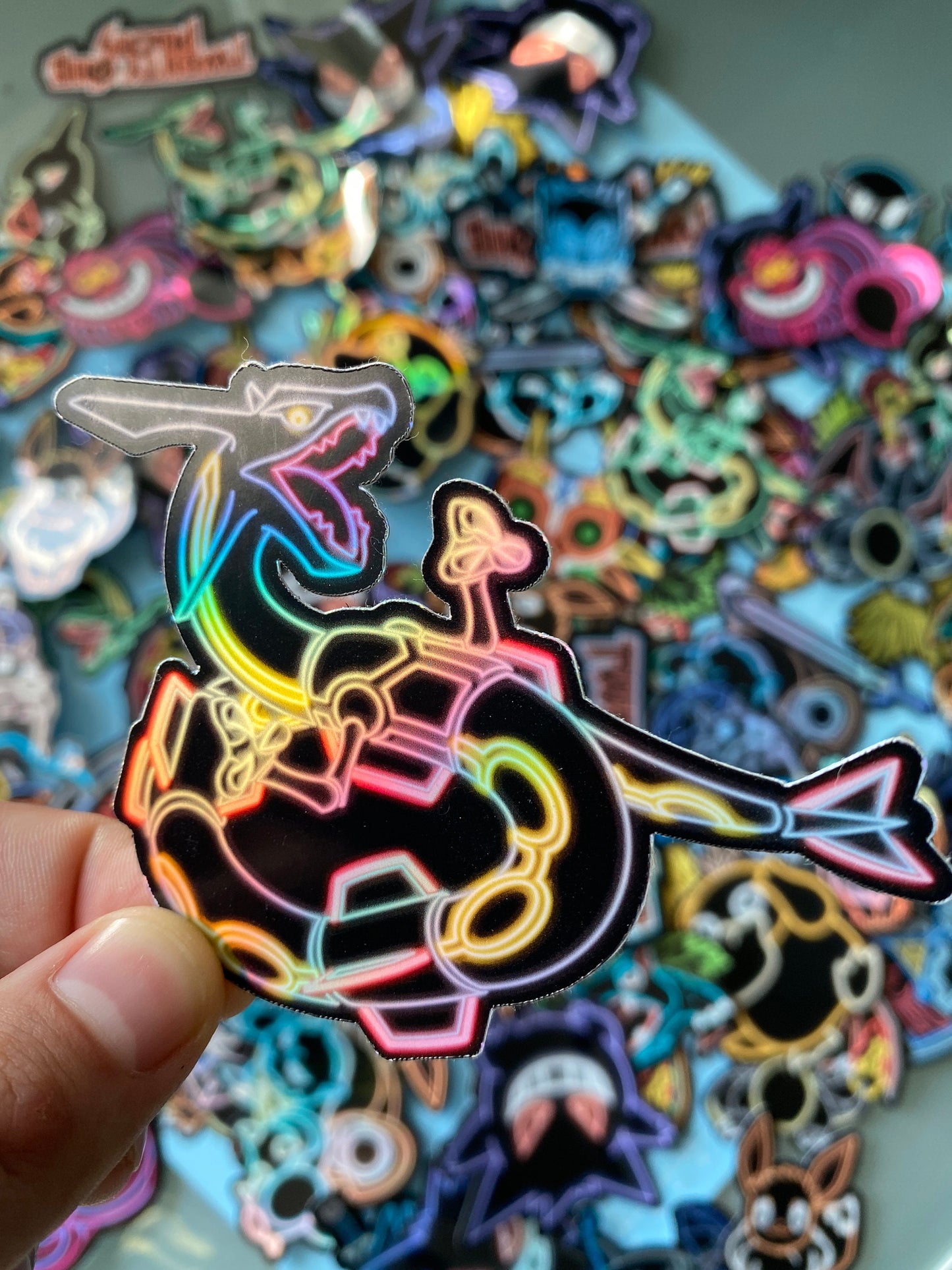 Neon Shiny Rayquaza | Pokemon Stickers