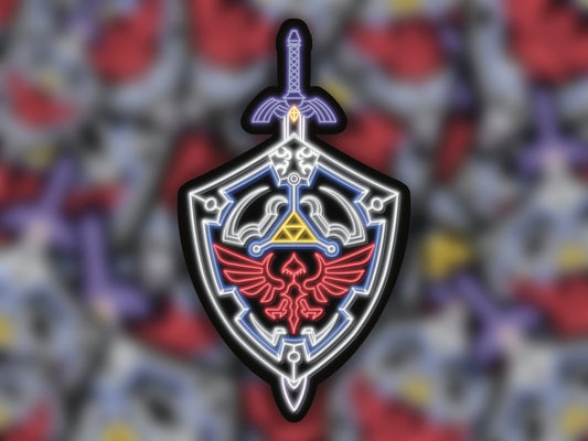 Neon Hylian Shield w/ Master Sword - Legend of Zelda | Zeldas Stickers