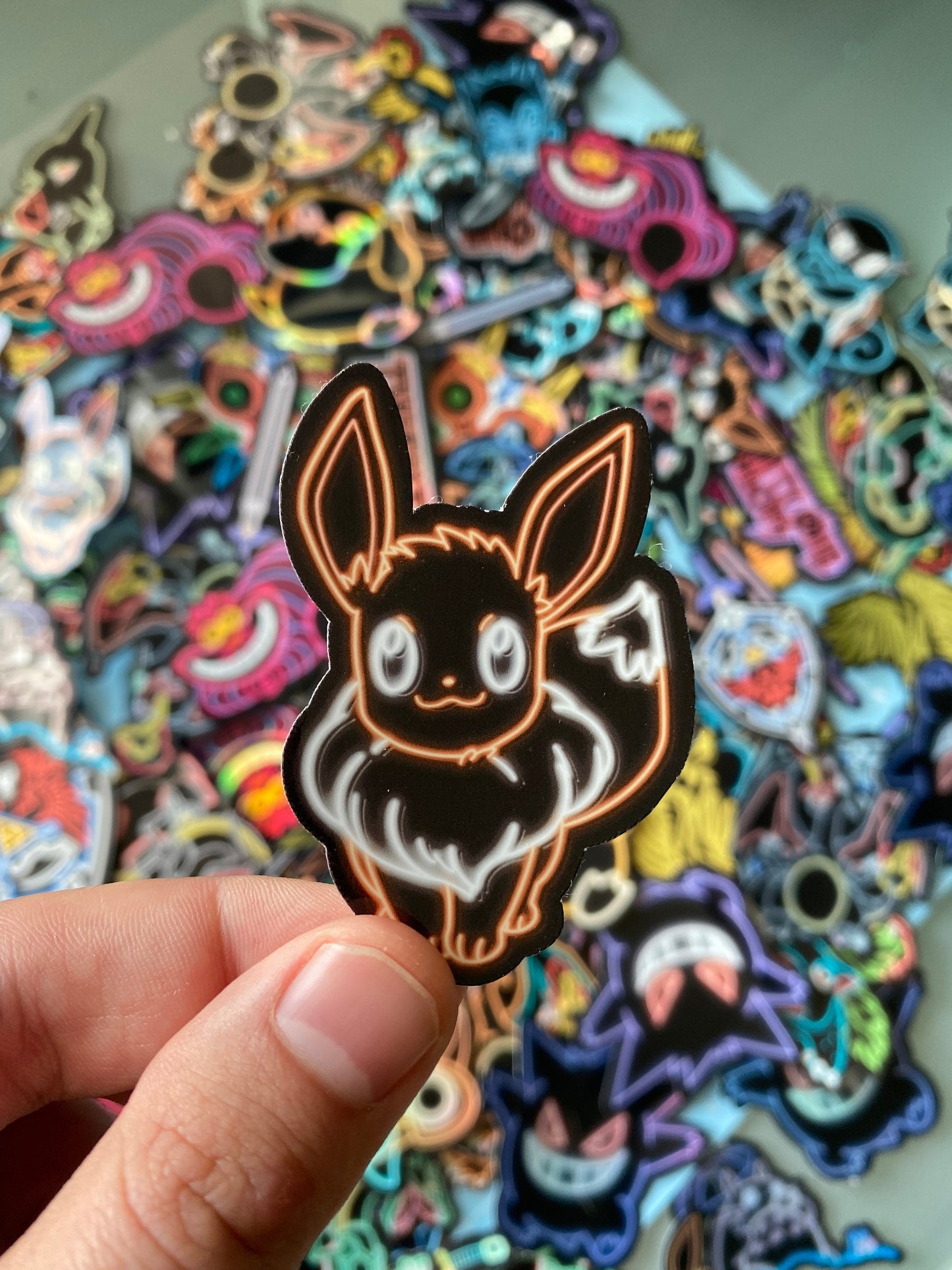 Neon Eevee Sitting | Pokemon Stickers