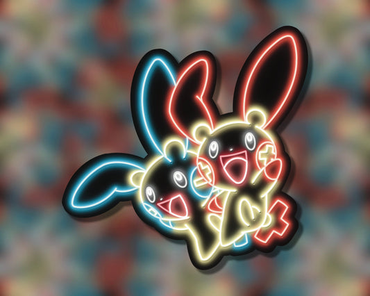 Neon Plusle & Minum | Pokemon Stickers