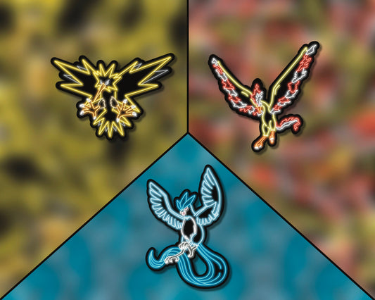 Neon Legendary Birds Trio | Pokemon Stickers