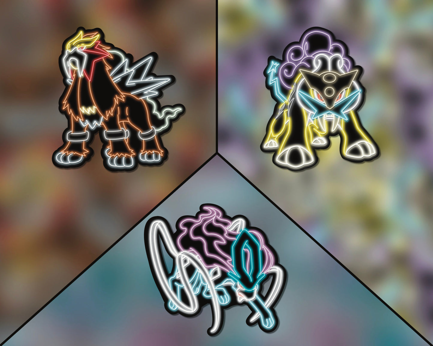 Neon Legendary Beasts Pack | Pokemon Stickers