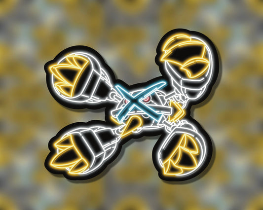 Neon Shiny Mega Metagross | Pokemon Stickers